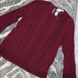 Maroon lace top